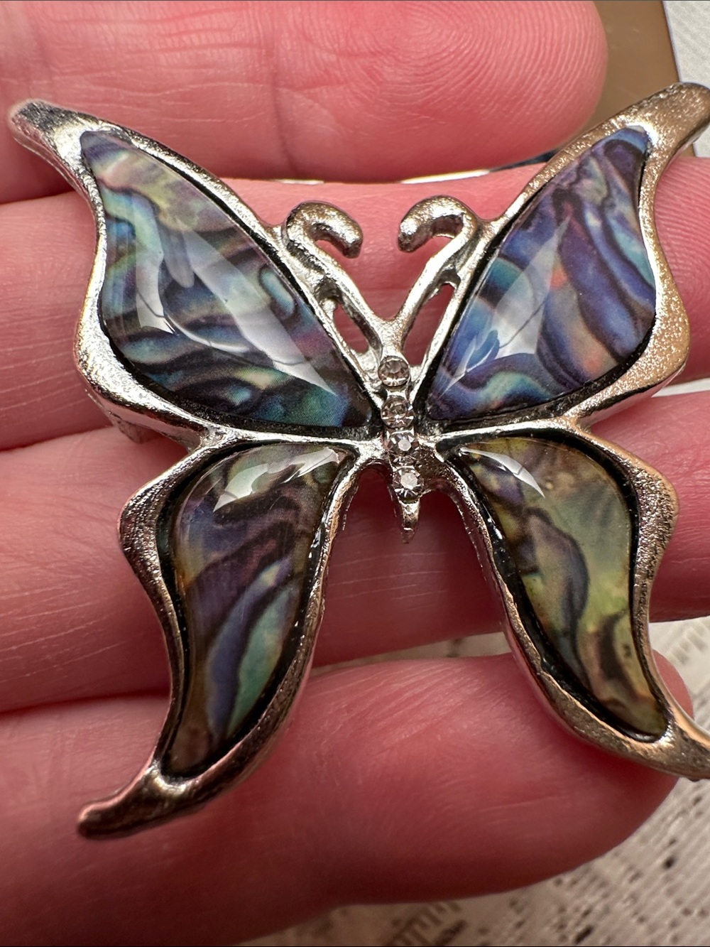 Abalone like Butterfly Brooch